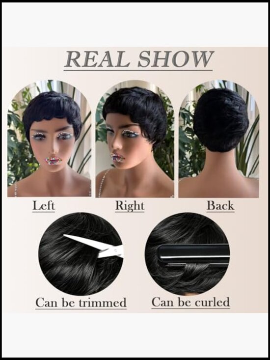 Short Pixie Cut Wig Human Hair Layered Wavy Wig for Black Women Glueless Daily main image 5